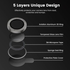 Titánszürke fém edzett üveg kamera lencse fedő képernyővédő fólia iPhone 15 Pro Max 14 Plus 13 Protection 15Pro 14Pro készülékhe