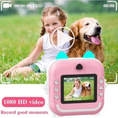 Kids Camera Instant Print Photo Mini Digitális Videokamera Gyerekeknek Zéró tinta Nyomtatási Papírral 32G TF kártya Oktatási ját