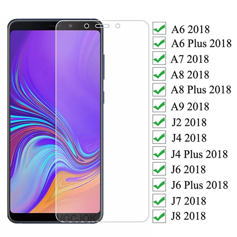 9D védőüveg Samsung Galaxy A6 A8 J4 J6 Plus 2018 J2 J8 A7 A9 2018 edzett képernyővédő fólia biztonsági üveg film tok