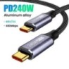 PD3.1 240W USB Type C-C kábel Gyorstöltő vezeték iPhone 15 Plus Pro Max PS5 kapcsolóhoz Samsung MacBook 5A gyorstöltő kábel