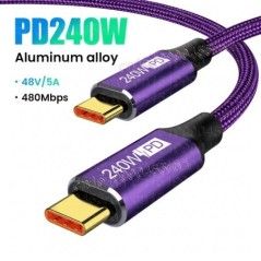 PD3.1 240W USB Type C-C kábel Gyorstöltő vezeték iPhone 15 Plus Pro Max PS5 kapcsolóhoz Samsung MacBook 5A gyorstöltő kábel