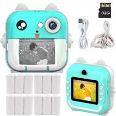 Kids Camera Instant Print Photo Mini Digitális Videokamera Gyerekeknek Zéró tinta Nyomtatási Papírral 32G TF kártya Oktatási ját