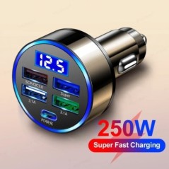 5 portos USB autós töltő 250 W gyors 7A mini gyorstöltés iPhone 11 Xiaomi Huawei mobiltelefon töltő adapter autóba