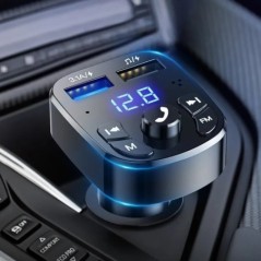 Autós Mp3 lejátszó Dupla USB gyorstöltő Fm Bluetooth vevő Bluetooth kompatibilis 5.0 Fm adó USB flash meghajtó csatlakozó autós 