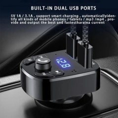 Autós Mp3 lejátszó Dupla USB gyorstöltő Fm Bluetooth vevő Bluetooth kompatibilis 5.0 Fm adó USB flash meghajtó csatlakozó autós 