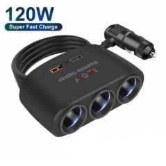 PD QC3.0 Dual USB aljzat 120W autós szivargyújtó elosztó 12V 24V gyorstöltő dugós telefon tápadapter autós DVR műszerkamerahoz