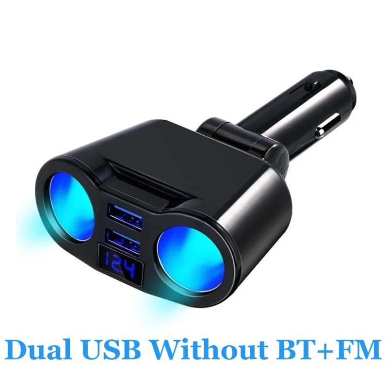 Autós szivargyújtó elosztó töltő Kettős USB QC 3.0 Gyorstöltés 12V Auto FM adók Bluetooth kihangosító aljzatok