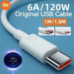 Eredeti Xiaomi 6A USB Type C kábel töltő 120w Turbo Tipo gyorstöltés Mi 13 12 11 10 Pro ultra Poco x3 Redmi Note K50 40