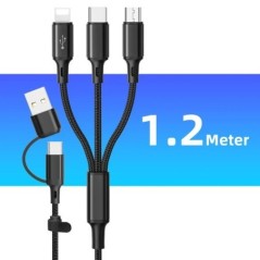 3 az 1-ben töltőkábel Multi USB port Több USB töltőkábel C típusú mikro töltő mobiltelefon vezeték iPhone 14 13 12 Xiaomihoz