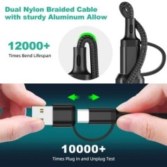 3 az 1-ben töltőkábel Multi USB port Több USB töltőkábel C típusú mikro töltő mobiltelefon vezeték iPhone 14 13 12 Xiaomihoz