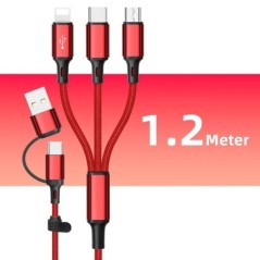 3 az 1-ben töltőkábel Multi USB port Több USB töltőkábel C típusú mikro töltő mobiltelefon vezeték iPhone 14 13 12 Xiaomihoz