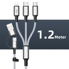 3 az 1-ben töltőkábel Multi USB port Több USB töltőkábel C típusú mikro töltő mobiltelefon vezeték iPhone 14 13 12 Xiaomihoz