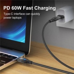 USLION 60W PD gyorstöltőkábel USB C-C típusú mikromágneses adatkábel 3A USB-kábel iPhone 13 Macbookhoz Huawei Samsung S22