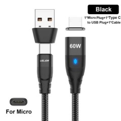 USLION 60W PD gyorstöltőkábel USB C-C típusú mikromágneses adatkábel 3A USB-kábel iPhone 13 Macbookhoz Huawei Samsung S22