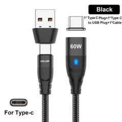 USLION 60W PD gyorstöltőkábel USB C-C típusú mikromágneses adatkábel 3A USB-kábel iPhone 13 Macbookhoz Huawei Samsung S22