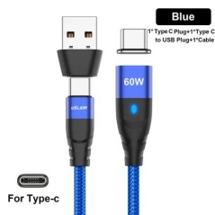 USLION 60W PD gyorstöltőkábel USB C-C típusú mikromágneses adatkábel 3A USB-kábel iPhone 13 Macbookhoz Huawei Samsung S22