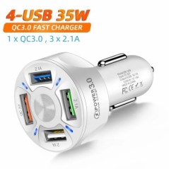 AIXXCO 3 portos USB autós töltő 12V gyorstöltő 3.0 gyors autós szivargyújtó Samsung Huawei Xiaomi iphone töltő QC 3.0 készülékhe