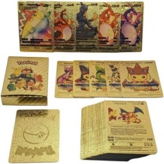 Pokemon Gold Pikachu kártyadoboz arany ezüst spanyol/angol/francia játékkártya Charizard Vmax Gx játékkártya fiú ajándék