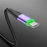 USLION 0.5m/1m/2m LED 3A USB Type C kábel gyorstöltő vezeték Samsung Galaxy Xiaomi Huawei Note 7 adat USB-C kábel töltőkábel