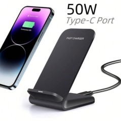 50 W-os QI vezeték nélküli töltőállvány iPhone 15 14 13 12 Pro Max 11 XS XR X 8 Samsung S23 S22 C típusú gyorstöltő dokkoló állo