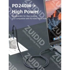 USB4.0 40 Gbps C-C típusú kábel PD3.1, 240 W-os, 8K@60Hz-es villámgyors töltőkábel PS5 Nintendo Switch Galaxy S22 MacBook Pro ké