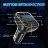 Autós Bluetooth 5.0 FM adó PD Type-C Dual USB 3.1A gyorstöltő Színes környezeti fény kihangosító MP3 modulátor lejátszó