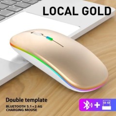 Vezeték nélküli egér laptop PC-hez Bluetooth RGB újratölthető egerek Vezeték nélküli számítógépes csendes egerek LED háttérvilág