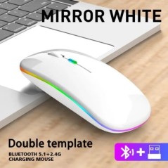 Vezeték nélküli egér laptop PC-hez Bluetooth RGB újratölthető egerek Vezeték nélküli számítógépes csendes egerek LED háttérvilág