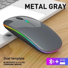 Vezeték nélküli egér laptop PC-hez Bluetooth RGB újratölthető egerek Vezeték nélküli számítógépes csendes egerek LED háttérvilág