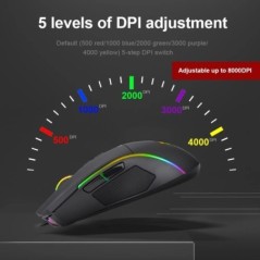 REDRAGON Lonewolf G105 RGB USB vezetékes játékegér 8000 DPI 8 gombos egerek Programozható ergonomikus Számítógépes Laptop PC Gam