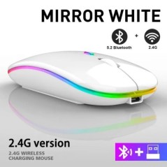 2,4G vezeték nélküli egér RGB újratölthető Bluetooth egerek vezeték nélküli számítógép Mause LED háttérvilágítású, ergonomikus j