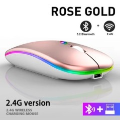 2,4G vezeték nélküli egér RGB újratölthető Bluetooth egerek vezeték nélküli számítógép Mause LED háttérvilágítású, ergonomikus j