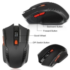 2.4G vezeték nélküli egér 1600DPI optikai egér gamer számítógéphez 6 gombos vezeték nélküli egér USB vevővel PC laptop tartozéko