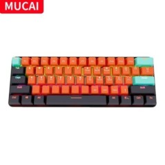 MUCAI MKA610 USB mini mechanikus játékra alkalmas vezetékes billentyűzet, piros kapcsoló 61 gombos gamer számítógéphez PC laptop