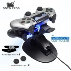 DATA FROG LED Dual USB töltődokkoló töltővezérlő tartó állvány Sony PS4/PS4 Slim/PS4 Pro játékvezérlőhöz