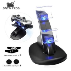 DATA FROG LED Dual USB töltődokkoló töltővezérlő tartó állvány Sony PS4/PS4 Slim/PS4 Pro játékvezérlőhöz