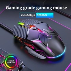 3200DPI Ergonómikus vezetékes játékegér USB egér Gaming RGB Mause Gamer Mouse 6 gombos LED csendes egér PC laptophoz