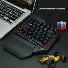 39 gombos mechanikus billentyűzet játék, RGB USB vezetékes egér Gamer billentyűzet háttérvilágítású játékvezérlő Gamer tábla PC 