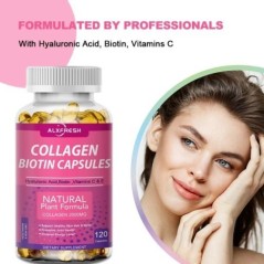 Alxfresh kollagén 2000mg biotinnal 2500mcg fehérje 3g hialuronsav C-vitamin Egészséges formula gluténmentes étrend-kiegészítő