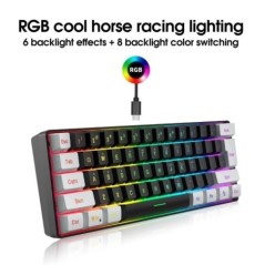 Csendes vezetékes játékbillentyűzet RGB USB univerzális billentyűzet LED háttérvilágítású, ergonómikus, áramvonalas dizájn, game