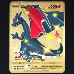 Pokémon 183200 Pont High Hp Charizard Pikachu Mewtwo Gold Black Angol francia fémkártyák Vmax Mega GX játékgyűjtemény kártyák