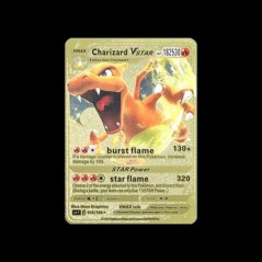 Pokémon 183200 Pont High Hp Charizard Pikachu Mewtwo Gold Black Angol francia fémkártyák Vmax Mega GX játékgyűjtemény kártyák