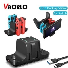 6 az 1-ben Nintendo Switch töltőhöz, 4 Joy-cons csatlakozóval és 2 Pro vezérlővel NS Joycon Joy Con töltőtalp DC5V/2A töltőállvá