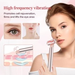 EMS Eye Beauty Instrument mikroáramú piros fény 42℃ forró kompressziós forgatható szemmasszázs stift arc lifting bőrfeszesítő