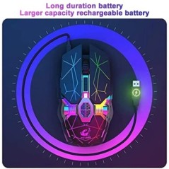 Vezeték nélküli játék egér újratölthető RGB világítás, állítható DPI csendes kattintással automatikus elalvás Ergonomikus játékh