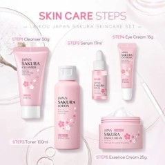 Face Skin Care Set Cleanser Sakura Essence Cream Hidratáló Fehérítő és Öregedésgátló Toner Szemkörnyékápoló Krém Arcszérum Szemk