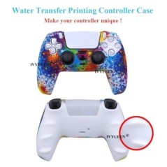 Water Transfer Printing védő szilikon tok Sony Playstation 5 PS5 vezérlőhöz gumi borítás Joystick hüvelykujj fogantyú sapkák