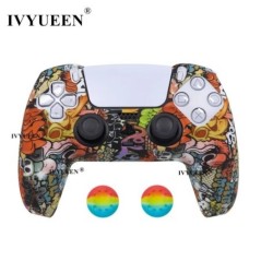 Water Transfer Printing védő szilikon tok Sony Playstation 5 PS5 vezérlőhöz gumi borítás Joystick hüvelykujj fogantyú sapkák