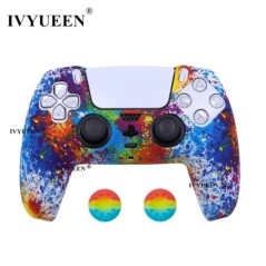 Water Transfer Printing védő szilikon tok Sony Playstation 5 PS5 vezérlőhöz gumi borítás Joystick hüvelykujj fogantyú sapkák