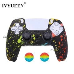 Water Transfer Printing védő szilikon tok Sony Playstation 5 PS5 vezérlőhöz gumi borítás Joystick hüvelykujj fogantyú sapkák